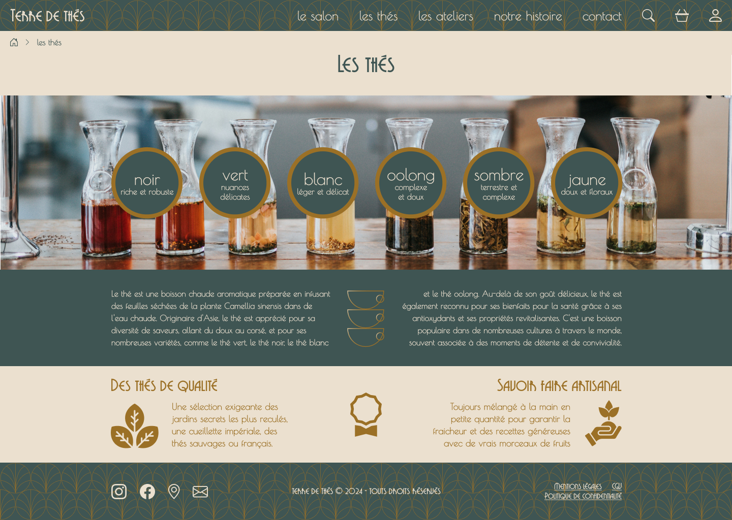 maquette site web page les thés version desktop