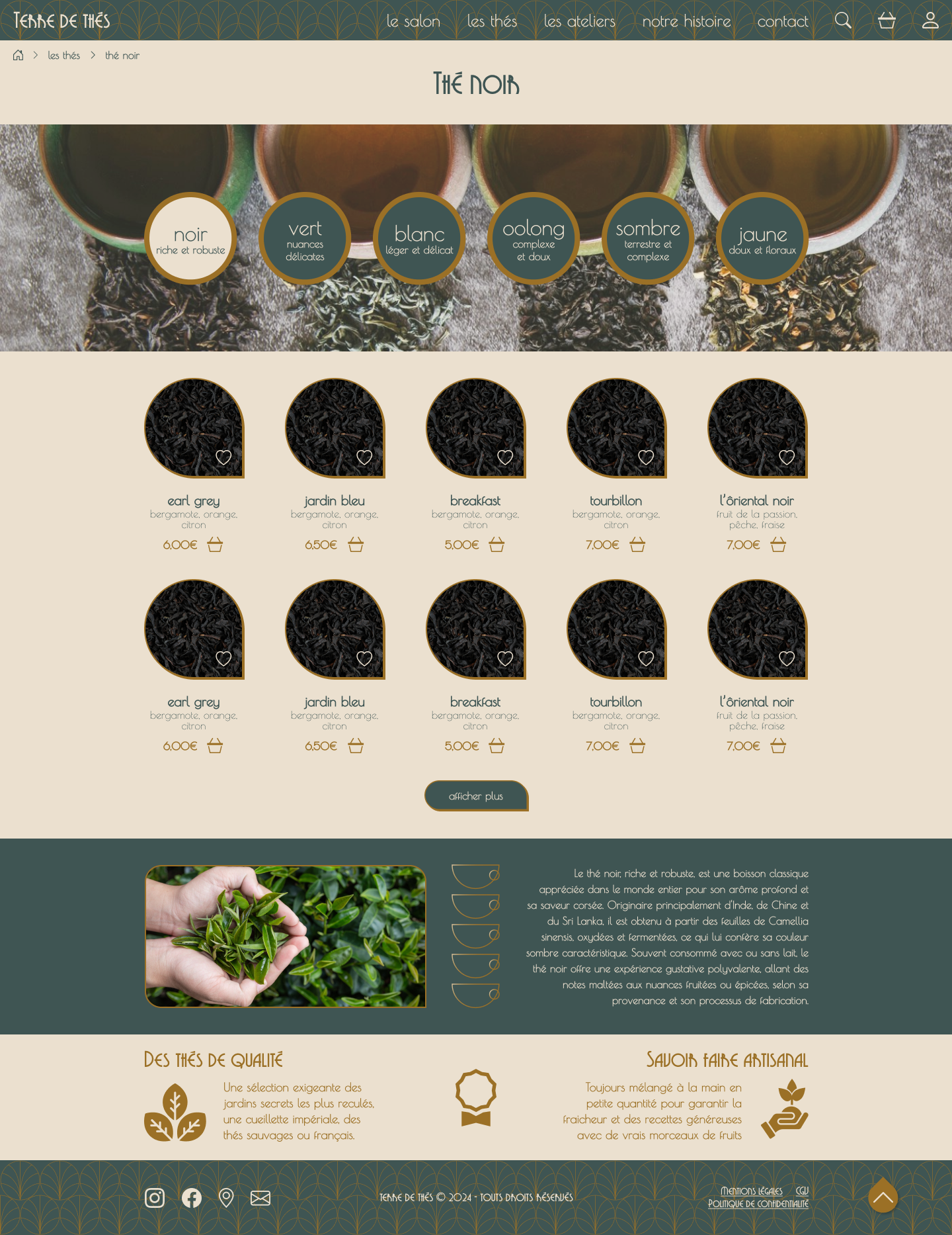 maquette site web page thé noir version desktop