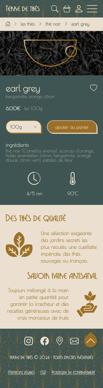 maquette site web page earl grey version mobile