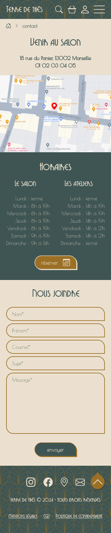 maquette site web page contact version mobile